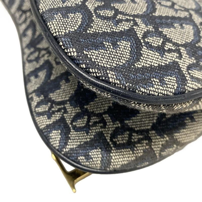 Dior/christian Dior Shoulder Bag Trotter Ivory X Navy X Black Leather