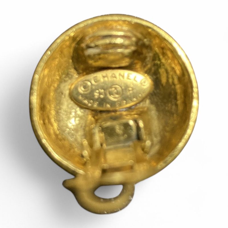 Chanel ⑤ 93P Matelasse Coco Mark Earrings Ladies Gold
