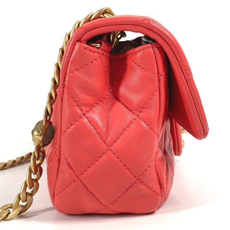 Chanel Shoulder Bag CC Coco Mark Matelasse With Bijoux As2380 Lambskin Red