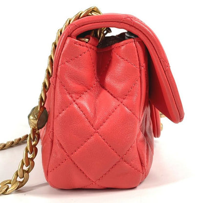 Chanel Shoulder Bag CC Coco Mark Matelasse With Bijoux As2380 Lambskin Red