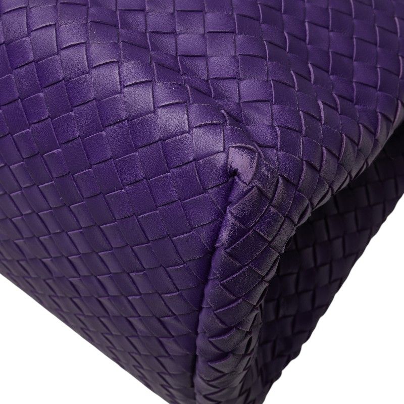 Bottega Veneta Intrecciato Handbag Tote Bag Purple Leather Women Bottega Veneta