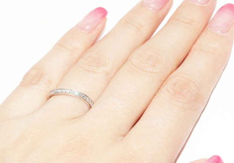 Chanel Half Eternity Ring Pt950 With 19 Diamonds (approx 019ct) Ribbon De Chanel