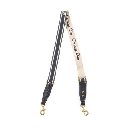 Christian DIOR S8553cbte Canvas Embroidery Logo Design Shoulder Strap Navy