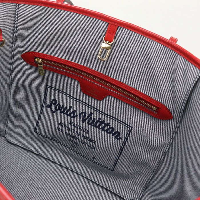 Louis Vuitton Neverfull MM Monogram Denim M44981 Tote Bag Denim Leather Women