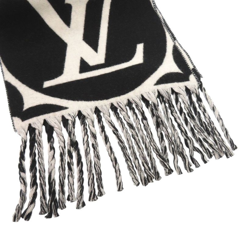 Louis Vuitton Flight Mode LV Medallion M79212 Wool Black White Scarf LV 1094