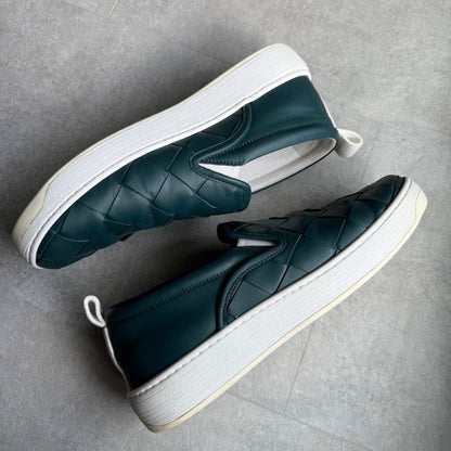 Bottega Veneta Maxi Intrecciato Sneakers Slip-on Leather Men 44 29cm (11.42in)