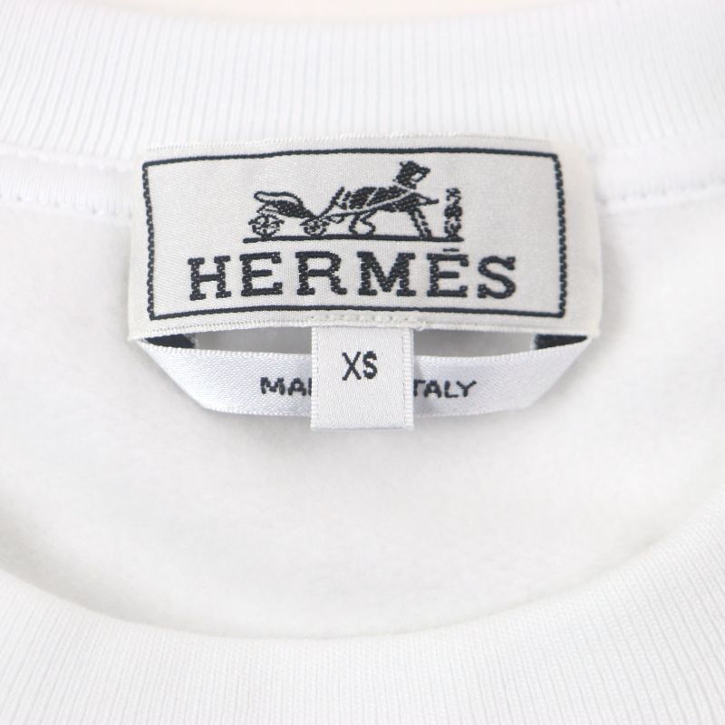 Hermes 23SS Scubh 100% Cotton Crewneck Pullover Sweatshirt White XS With Box