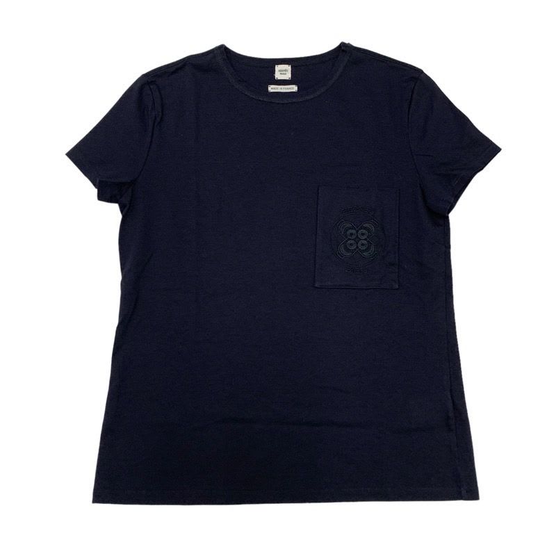 Hermes Top Cotton Black Embroidery T-Shirt
