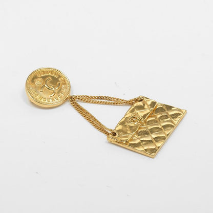 Chanel Bag Motif Matelasse Coco Mark Gold Plated Ladies 19g Brooch