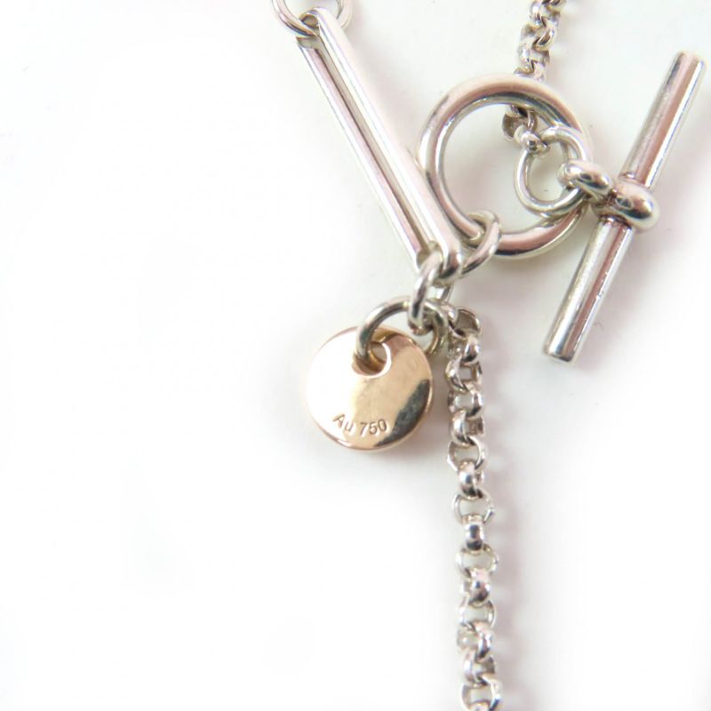 Hermes Exlibris PM Necklace Ag925 Au750 Pendant Silver Gold Made In France