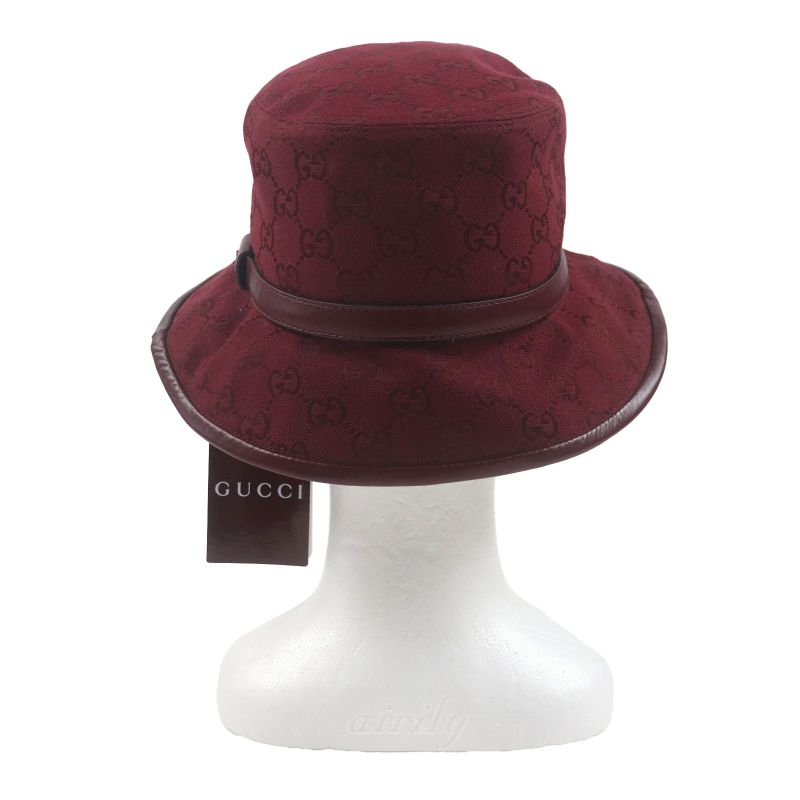 Gucci 833280 Ggmonogram Leather Use Hat Bucket Hat Bordeaux L 58cm (22.83in)