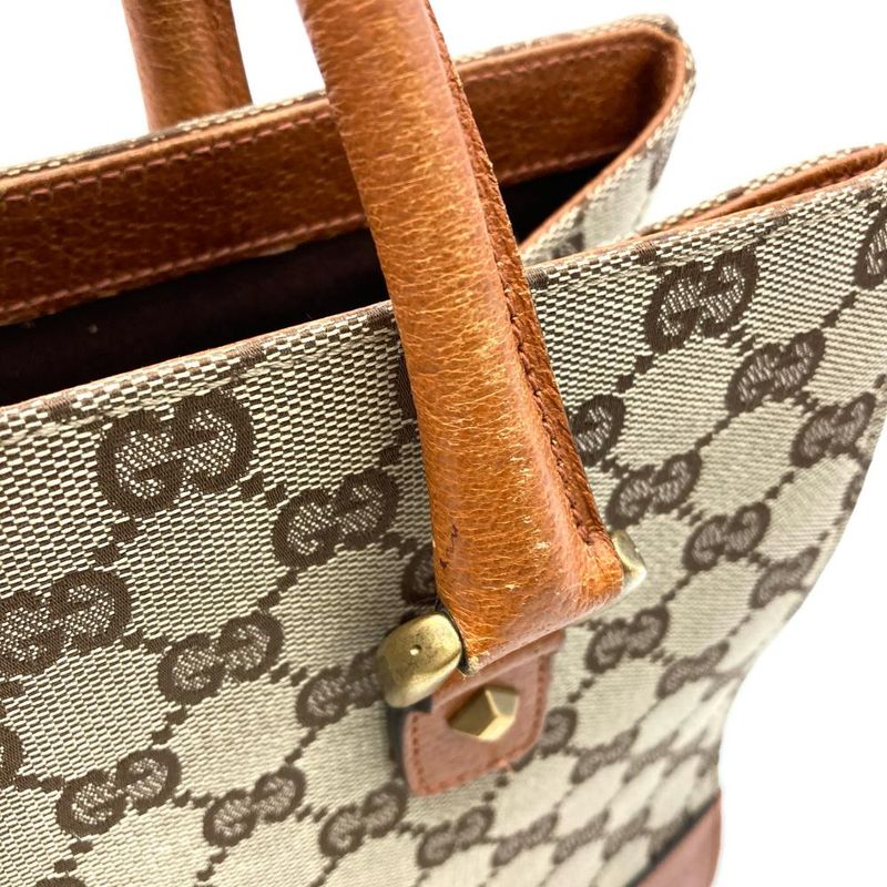 Gucci Tote Bag GG Canvas Leather 120895 Beige