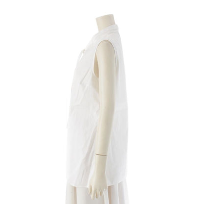 Prada 19 Cotton Bow Tie Sleeveless Blouse White 42