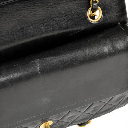 Chanel Matelasse 25 Chain Shoulder Bag Lambskin A01112 Black Gold Hardware Coco