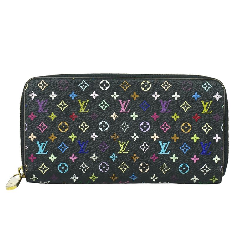 Authentic Louis Vuitton LV Zippy Wallet Monogram Multicolor Long Wallet Noir