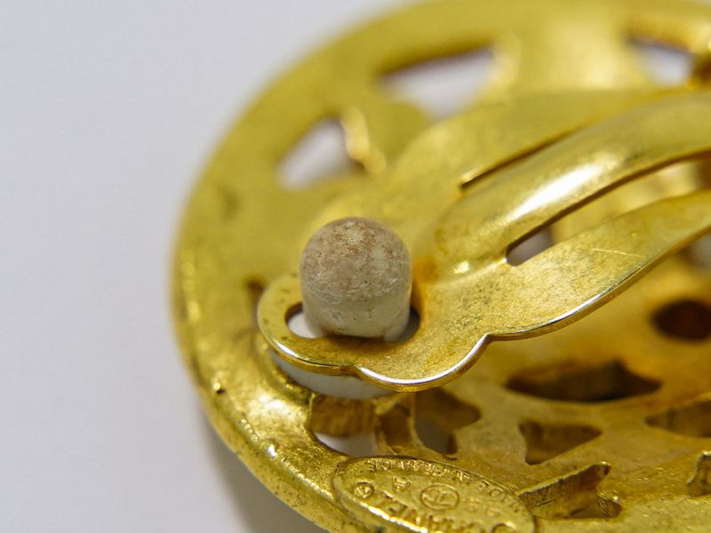 Authentic Chanel Coco Mark Earrings GP Gold Plated Coco Mark Accessories