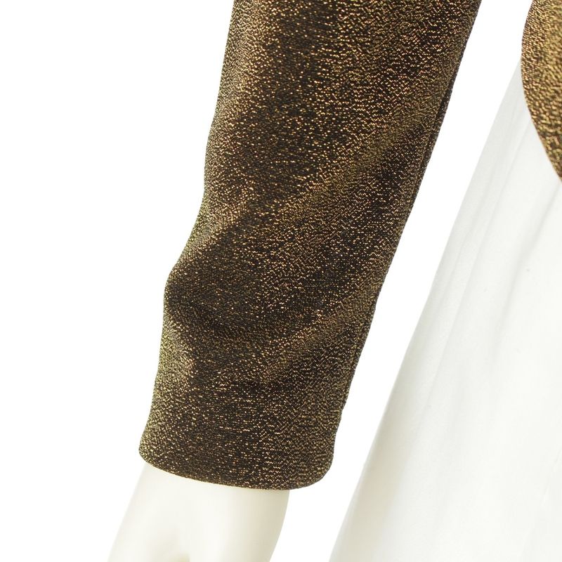 Gucci 2000 Tom Ford Period Lame V-neck Long Sleeves Top Cut And Sewn Gold 42