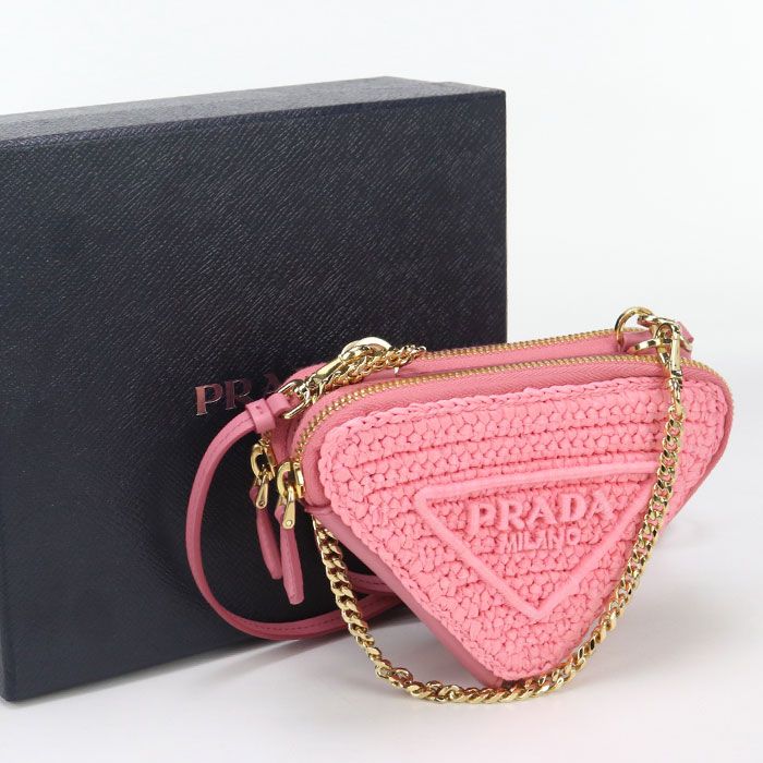 Prada Crochet Mini Pouch Pr88074 Shoulder Bag Raffia Crochet Mini Pouch Women