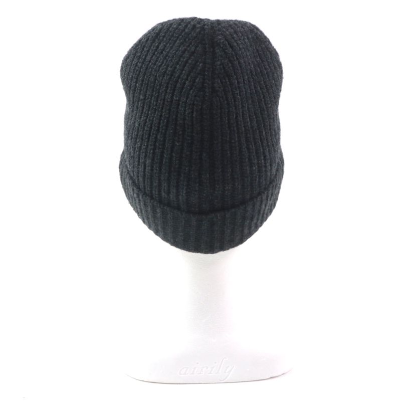 Celine 2a25r423p 100% Wool Current Product Hat With Logo Patch Dark Gray Made