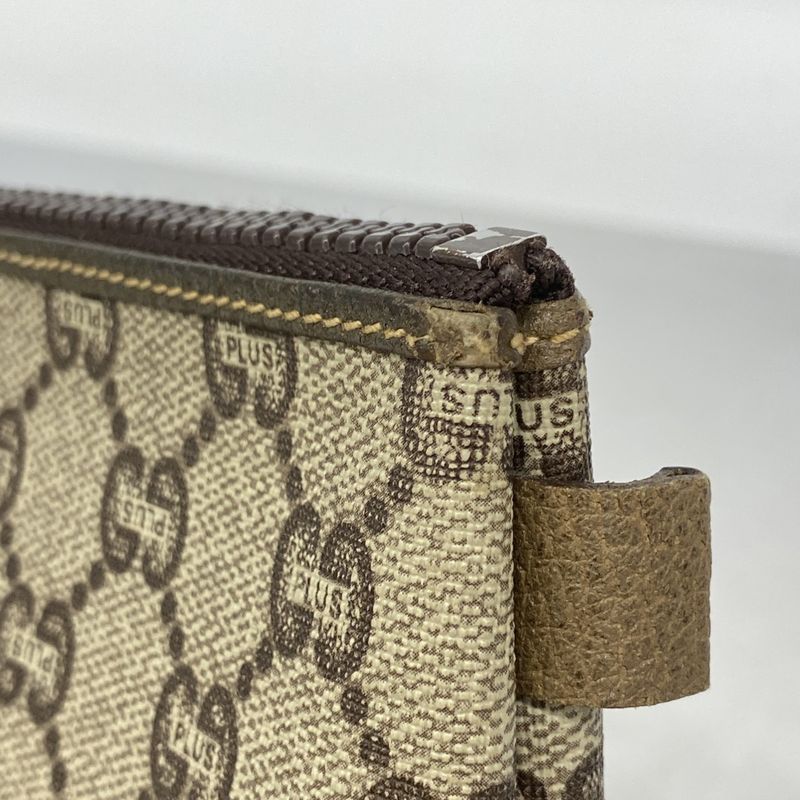 Gucci Clutch Bag GG Supreme Old Gucci PVC Brown Gold Hardware Women