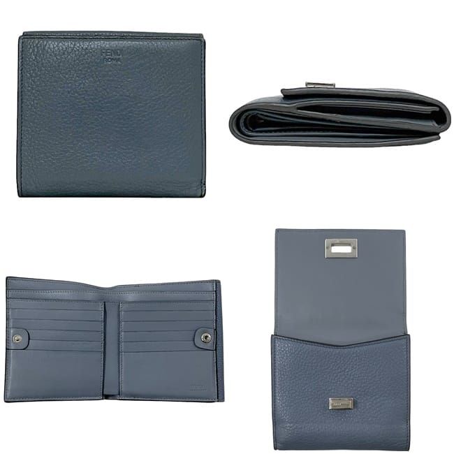 Fendi Fold Wallet Gray Peekaboo 8m0438 Excellent Condition Leather