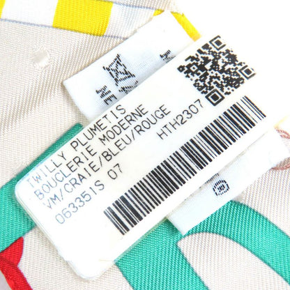 Hermes Bovclerie Moderne Modern Buckle 100% Silk Cles / Blue/ Rouge Scarf With