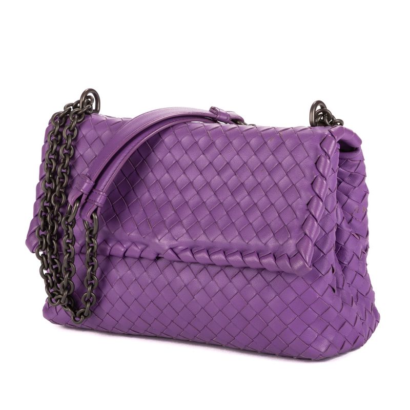 Bottega Veneta Olympia Purple Intrecciato Leather A