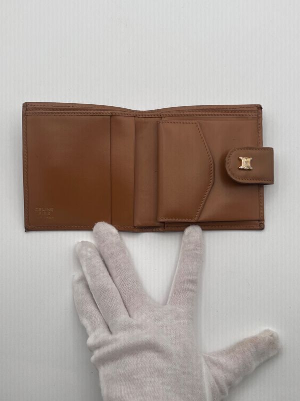 Celine Bifold Wallet Macadam Pattern Brown Leather 07bs235