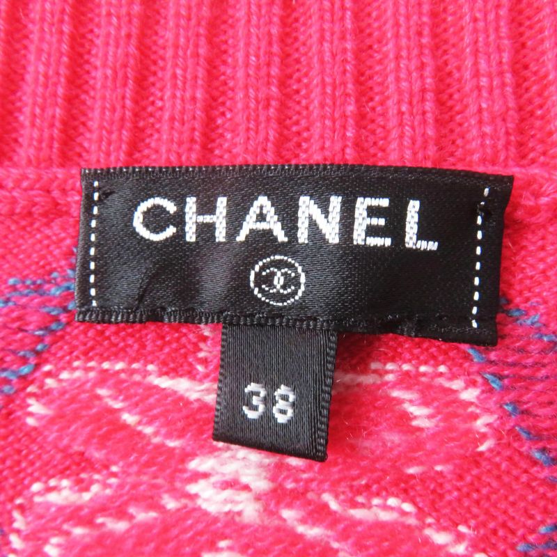 CHANEL P55807 100% Cashmere Sleeveless Long Knit Dress With Logo Button