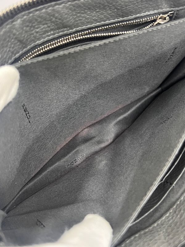 Fendi Clutch Bag Wallet Logo Leather Black Gray 31ka780