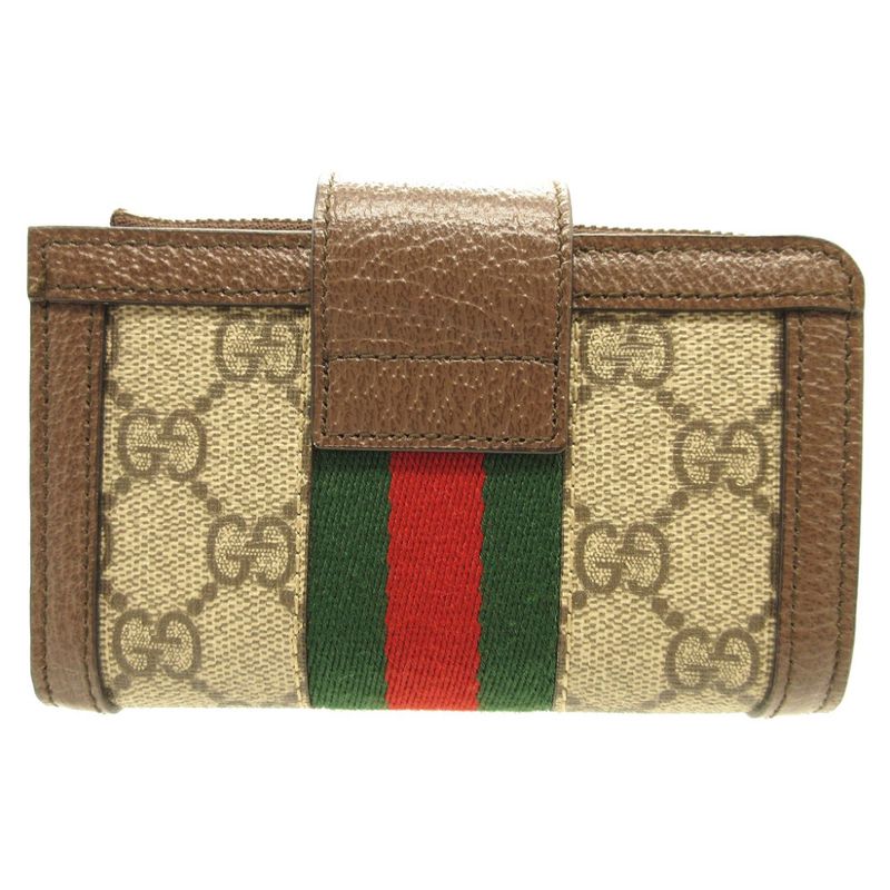 Gucci Ophidia 699353 GG Marmont Compact Wallet GG Canvas Leather Beige Brown