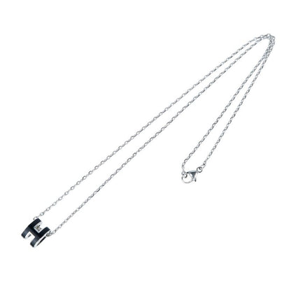 Hermes Necklace Pop Ash Mini Pendant H Black Silver-color- Accessories-