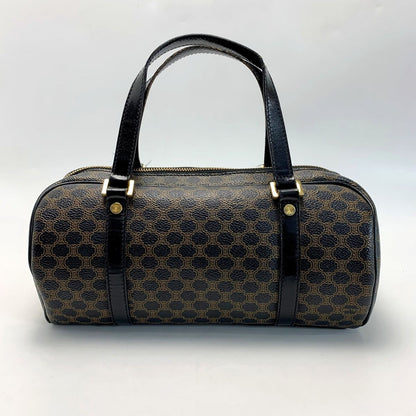 Celine Macadam Pattern Ce00/12 Brown Drum Bag Ladies Gold Hardware