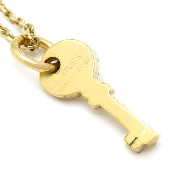 Hermes Necklace Amulet Padlock GM Buffalo Horn GP Brown and Gold Hardware