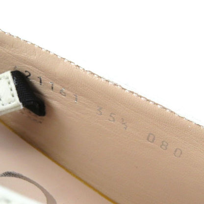 Gucci 621161 Leather Horsebit Pointed Toe Flat Pumps With Chain Ivory Gold And