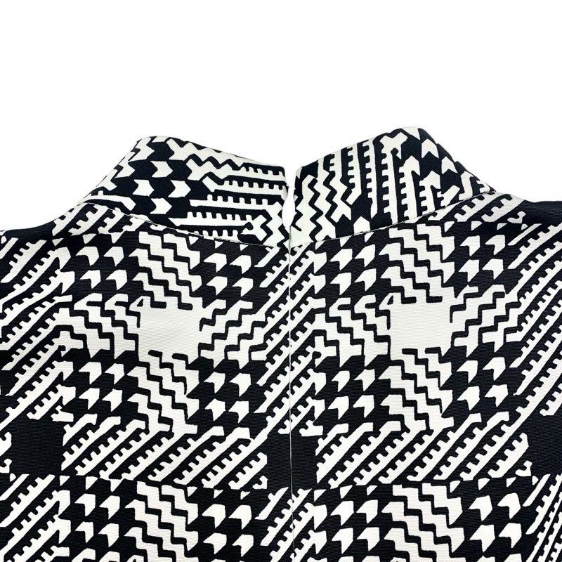 Louis Vuitton Dress Silk Black White Short Sleeve Logo