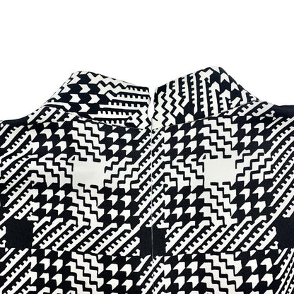Louis Vuitton Dress Silk Black White Short Sleeve Logo