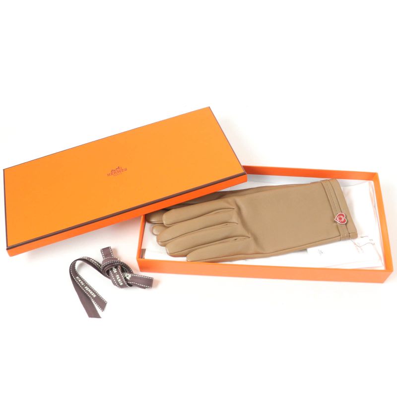 Hermes Dream Love Dream Love Lamb Leather Lined With 100% Silk Etoupe Heart