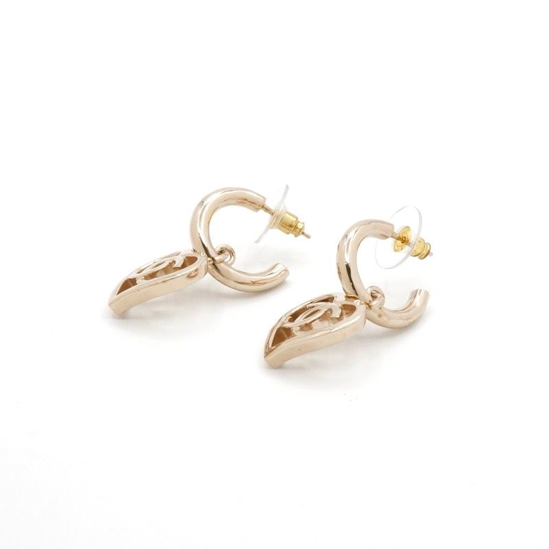Chanel Earrings Earring Gold Coco Mark Hoop Heart