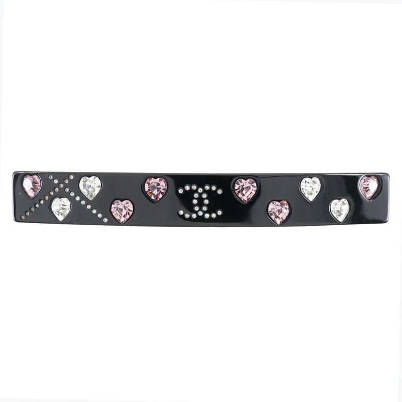 Chanel Coco Mark Heart Plastic X Rhinestone Black 04A Ladies Barrette