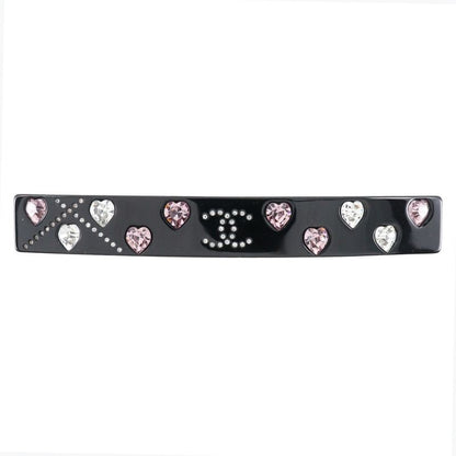 Chanel Coco Mark Heart Plastic X Rhinestone Black 04A Ladies Barrette