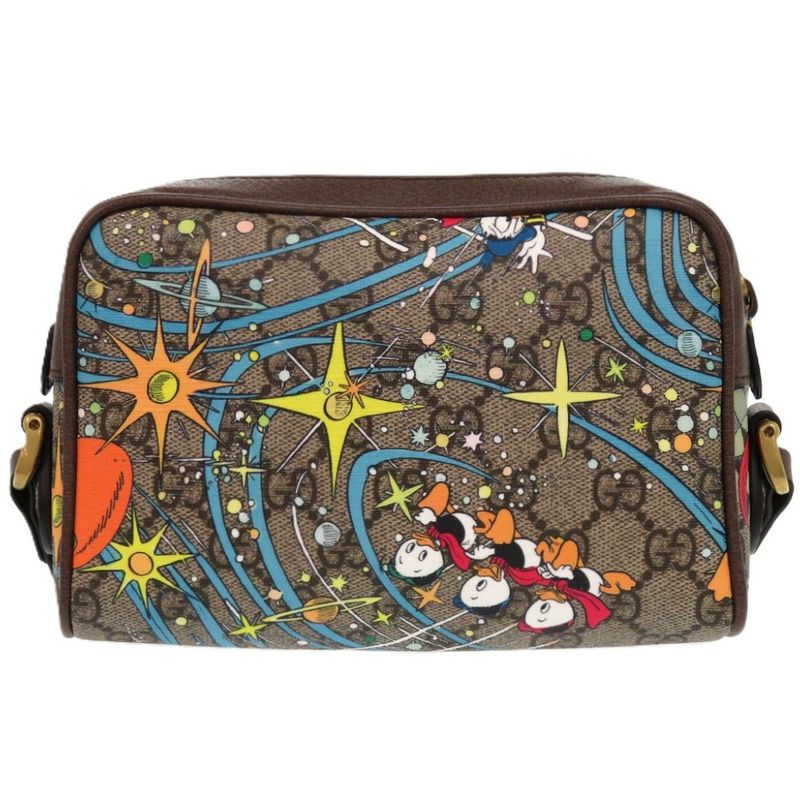 Gucci X Disney Donald 648124 GG Supreme PVC Leather Brown Shoulder Bag 1307