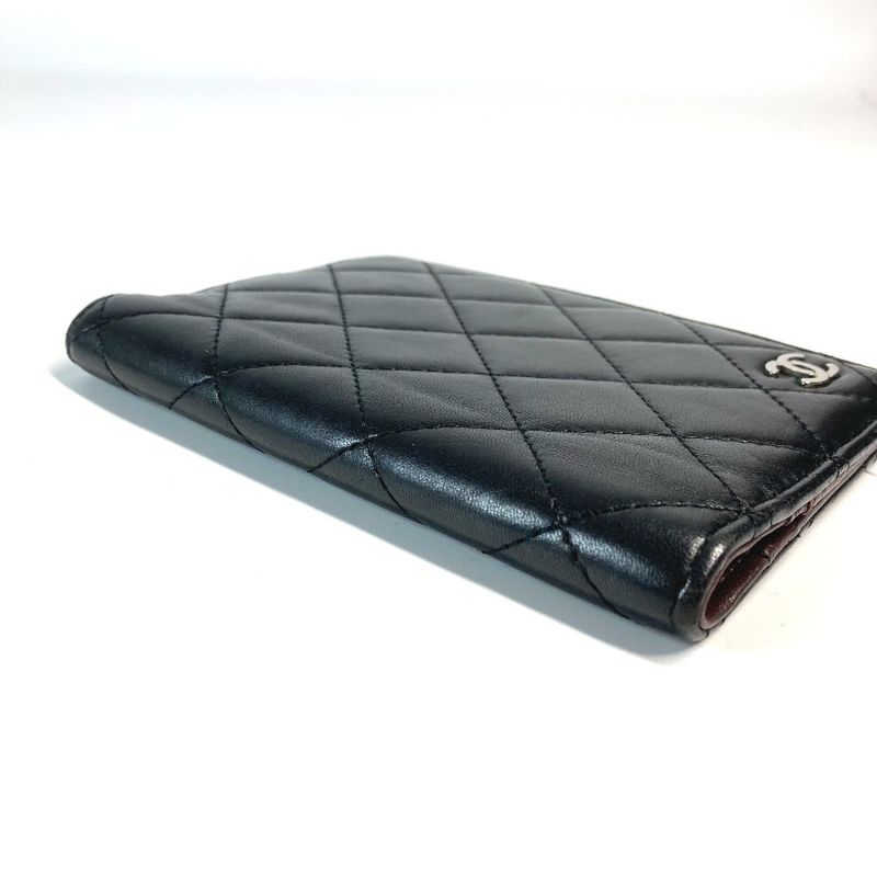 Chanel Passport Case CC Logo Coco Mark Matelasse Quilted Leather Black