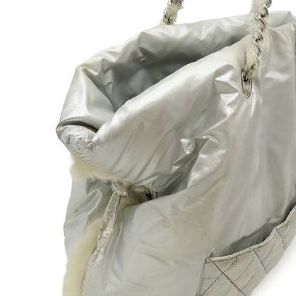Chanel Coco Mark Fur Drawstring Chain Shoulder Bag Shoulder Nylon Fur Metallic