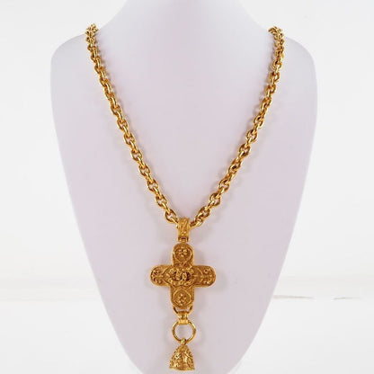 Chanel Coco Mark Cross Bell Vintage Gold Plated Gold 94A Ladies 170g Necklace