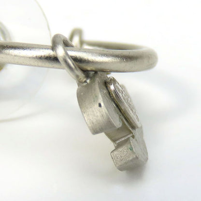 Chanel Earrings Coco Mark Metal White Silver Hardware Accessories Plated Half