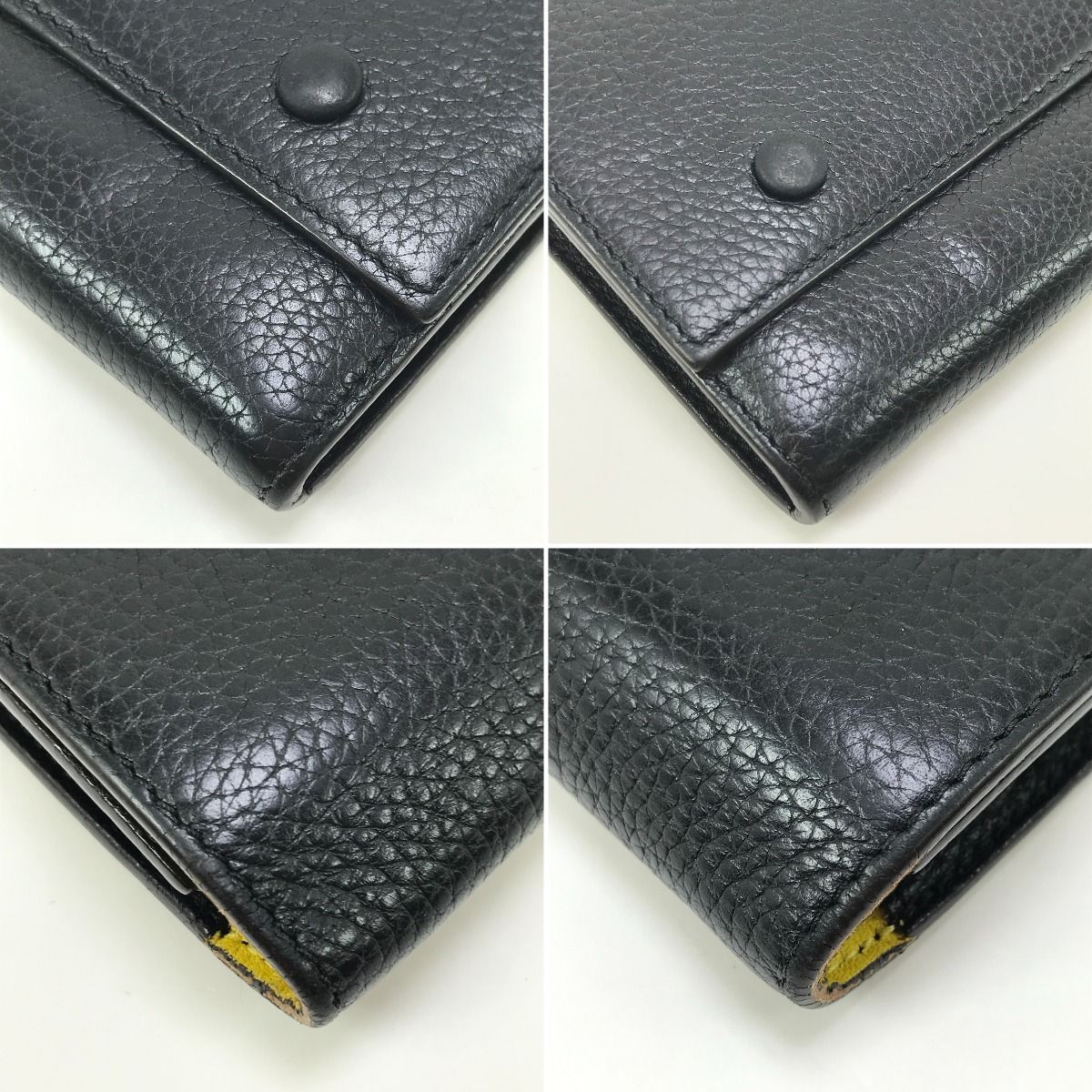 Celine Long Wallet Large Flap Multifunction S-Ba-0193 Black X Yellow