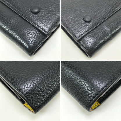 Celine Long Wallet Large Flap Multifunction S-Ba-0193 Black X Yellow