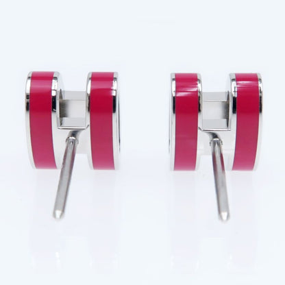 Hermes Earrings Pop Ash Mini H Pair Framboise Silver Color Jewelry
