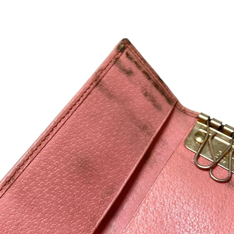 Gucci Key Case GG Pattern 138096 Beige X Dark Brown X Pink 6 Hooks Leather